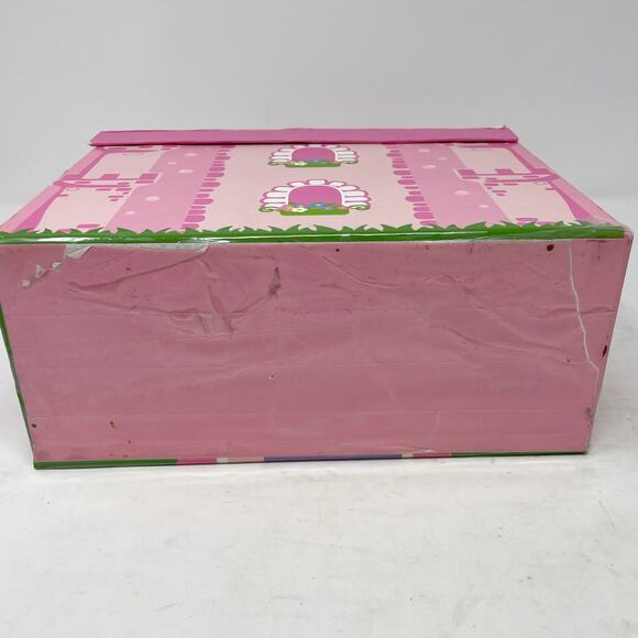 USED Pink Foldaway Unicorn Castle With 10 Wooden Figurines - Picture 7 of 8